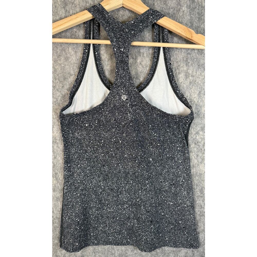Lululemon Womens Cool Racerback II Black Splatter Size 4 Tank Top Athletic - Picture 3 of 6
